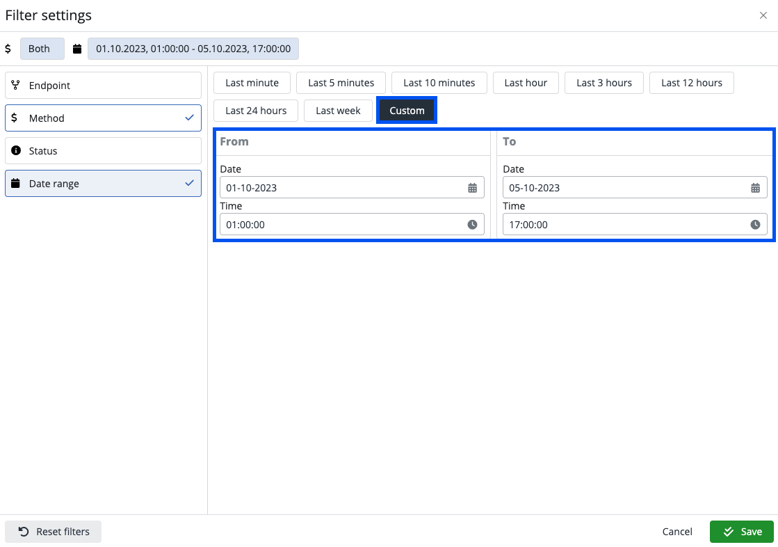 Help_Home_screen_Endpoint_data_summary_Filter_Custom_range
