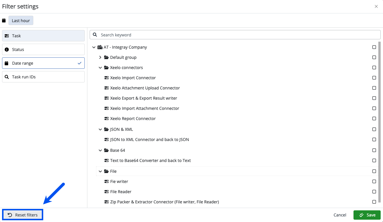 Help_Home_screen_Task_run_viewer_Reset_filter_button