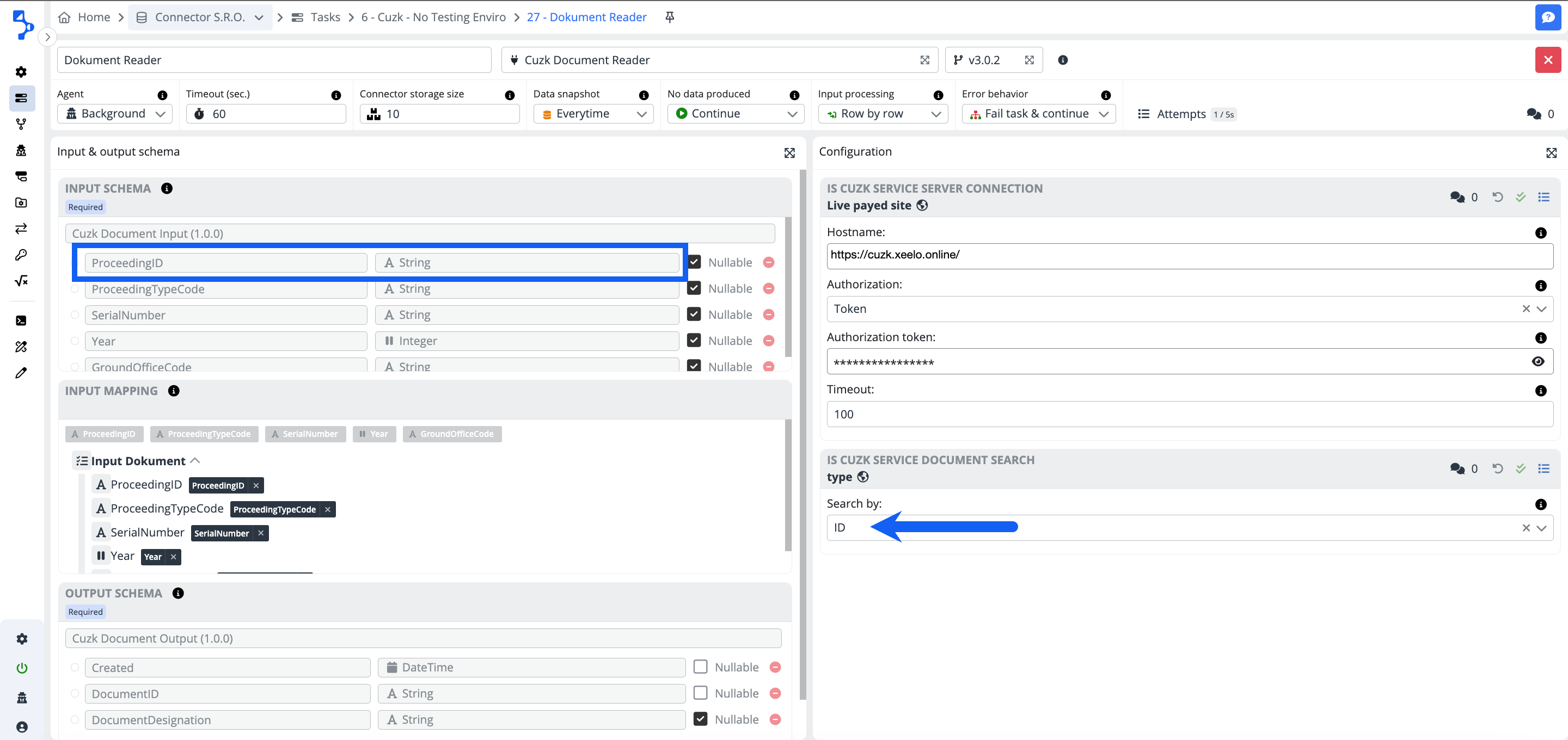 Document search based on proceeding id