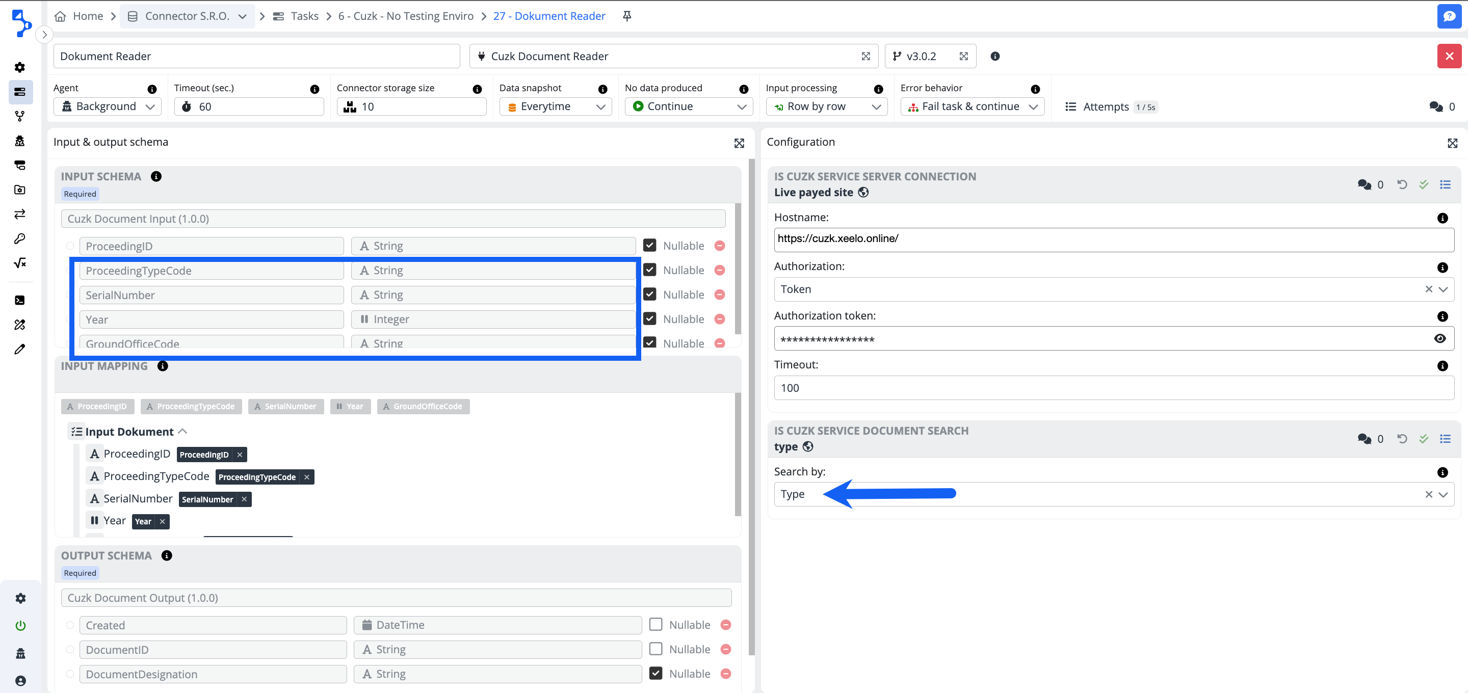 Document search based on proceeding type